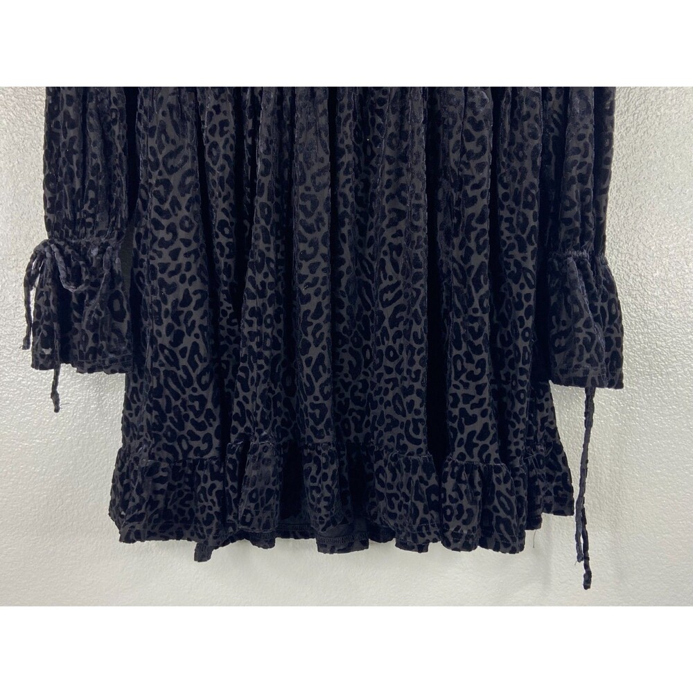 New In Collection Women Large Mini Dress Black Leopard Pattern Flow Skirt NWT - Picture 3 of 8
